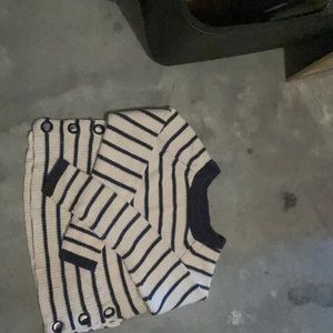 Stripped, cropped, blue neck sweater